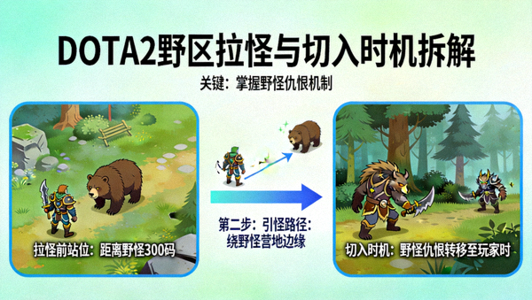 DOTA2 野区拉怪与切入时机拆解教学画面